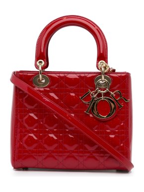 Dior Red Patent Leather Medium Lady Dior