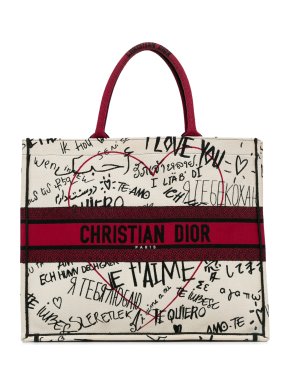 Dior White Large DiorAmour Graffiti Book Tote