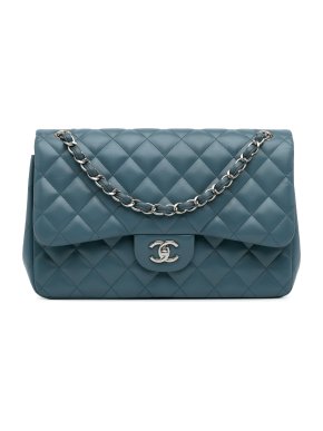 Chanel Blue Jumbo Lambskin Double Flap Bag