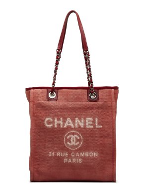 Chanel Red canvas and Leather Mini Deauville Tote