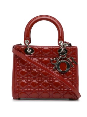 Dior Red Patent Leather Medium Lady Dior