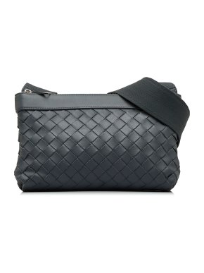 Bottega Veneta Charcoal Grey Intrecciato Duo Crossbody Bag