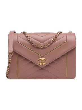 Chanel Pink Chevron Envelope Single  Flap Bag