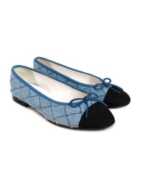 Chanel Quilted Denim Ballerina Flats