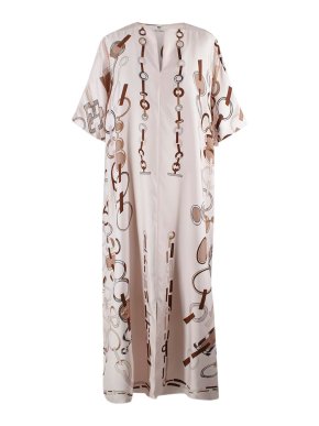 Hermes Rose Email Do Re Boucles Silk Caftan
