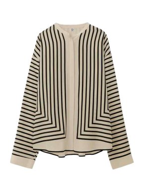 Toteme Silk Striped Scarf Blouse