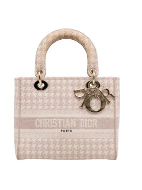 Dior Pink Houndstooth Medium Lady D Lite