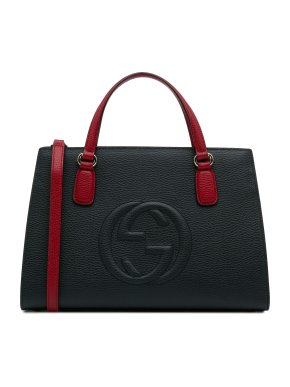 Gucci Navy Soho Leather Tote Bag