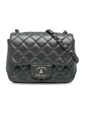 Chanel Charcoal Grey Mini Square Single Flap Bag