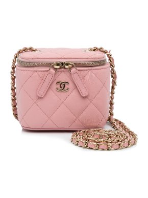Chanel Pink Caviar Leather Mini Vanity Case