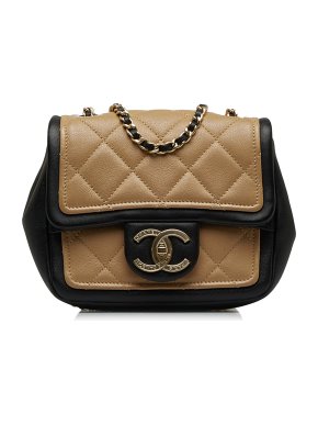 Chanel Brown Mini Square Graphic Flap Crossbody Bag