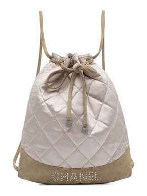 Chanel Quilted Satin Drawstring Backpack