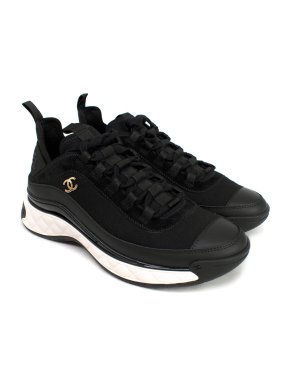 Chanel Black Suede Runner Sneakers