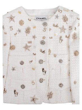 Chanel Rare White CC Charms Jacket
