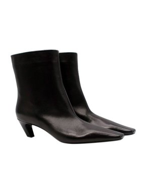 Khaite Arizona Black Leather Ankle Boots