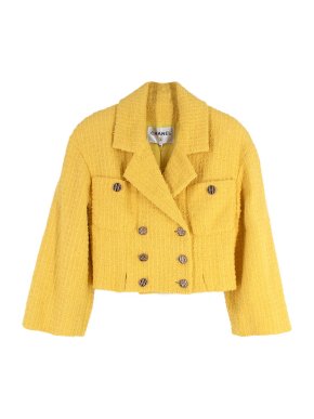 Chanel Bright Yellow Tweed Short Double Breasted Jacket