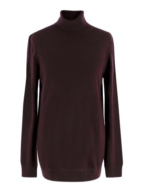 Raey Burgundy Cashmere Roll Neck Jumper