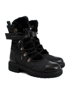 Giuseppe Zanotti Cornelia Leather-trimmed Shearling And Quilted Shell Ankle Boots