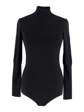 Alaia Black Turtleneck Wool Bodysuit