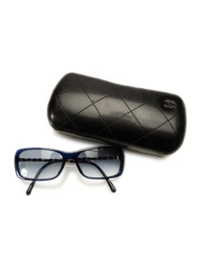 Chanel Blue Rectangular Tinted Sunglasses
