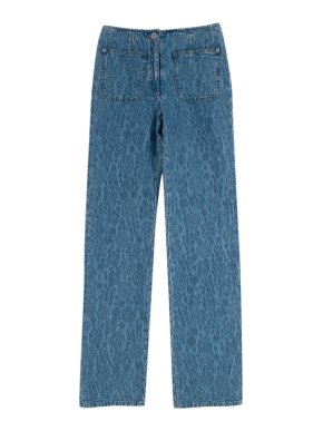 Chanel Camellia Embossed Straight-leg Jeans