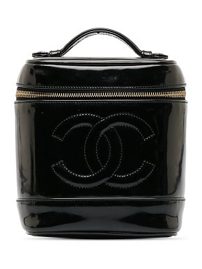 Chanel CC Black Patent Vanity Bag