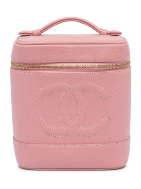 Chanel Pink Leather CC Caviar Vanity Bag