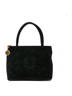 Chanel Black Velvet Medallion Tote