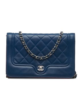 Chanel Blue Lambskin Wallet On Chain