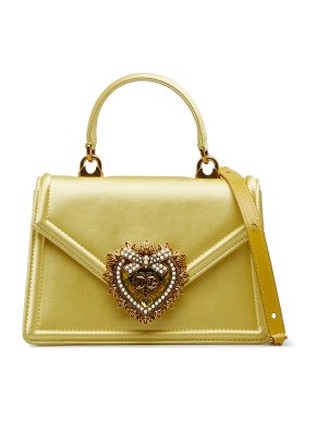 Dolce & Gabbana Yellow Satin Devotion Satchel