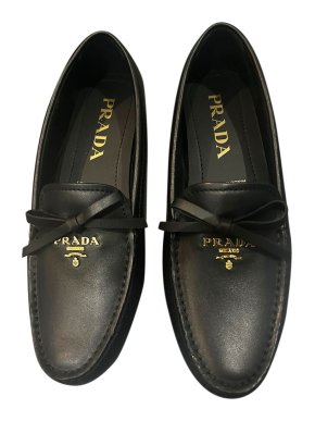 Prada Black Leather Driving Loafers