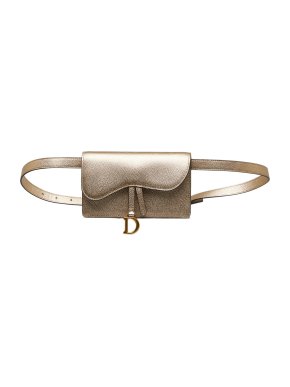 Dior Metallic Gold Leather Saddle Belt Bag