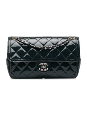 Chanel Midnight Blue Patent Leather Medium Coco Shine Flap Bag