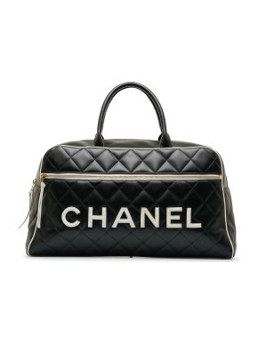 Chanel Vintage Black Grand Logo Duffle Bag