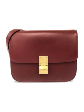 Celine Burgundy Medium Classic Box Bag