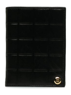 Chanel Vintage Black Choco Bar Lambskin Leather Card Holder