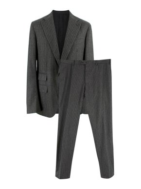 Caruso Grey Pinstripe Single-breasted Wool Suit