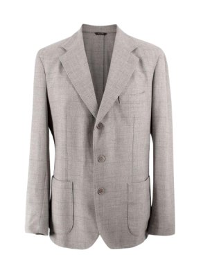 Loro Piana Grey Check Wool Single-breasted Blazer