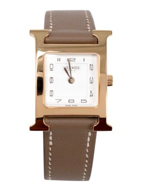 Hermes Small Model Heure H Watch with Etoupe Strap