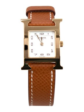 Hermes Small Model Heure H Watch with Gold Strap