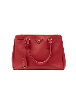 Prada Red Small Saffiano Leather Galleria Double Zip Bag