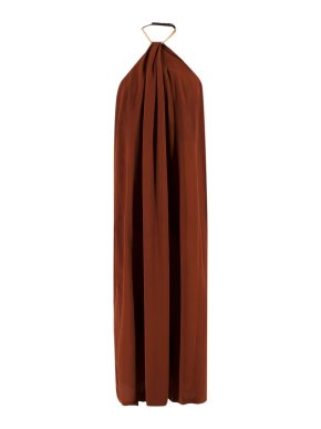 Victoria Beckham Chain Halterneck Silk Maxi Dress