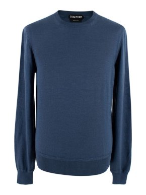 Tom Ford Navy Crew Neck Wool Jumper