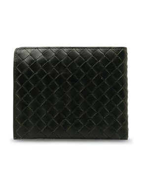 Bottega Veneta Black Intrecciato Leather Bi-fold Wallet