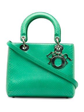 Dior Green Python Medium Lady Dior Bag