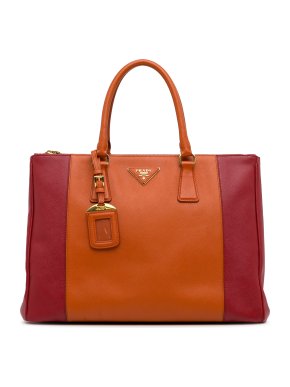 Prada Orange and Red Saffiano Leather Galleria Bag