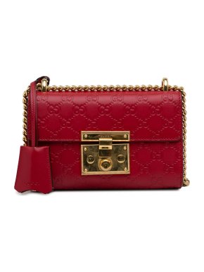 Gucci Red Small Guccissima Padlock Shoulder Bag