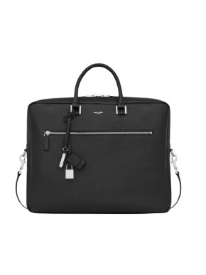 Saint Laurent Black Leather Sac De Jour Briefcase
