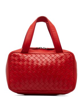 Bottega Veneta Red Intrecciato Leather Bowling Bag