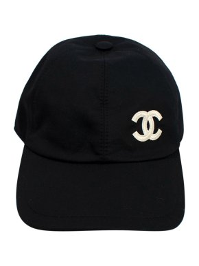 Chanel Black Cotton CC Baseball Cap